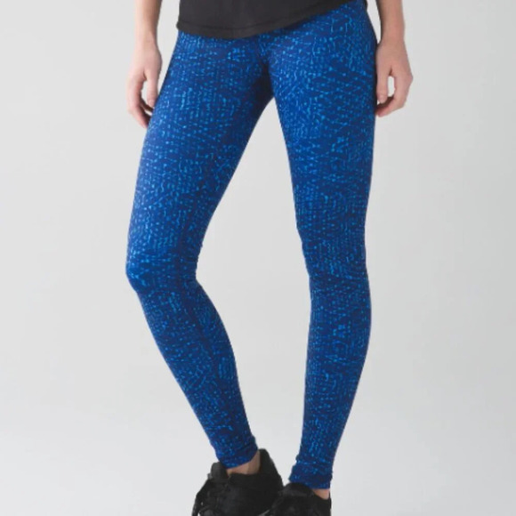 Lululemon Wunder Under Pant III Samba Snake Kayak Blue Hero Blue size 4 - Picture 1 of 9